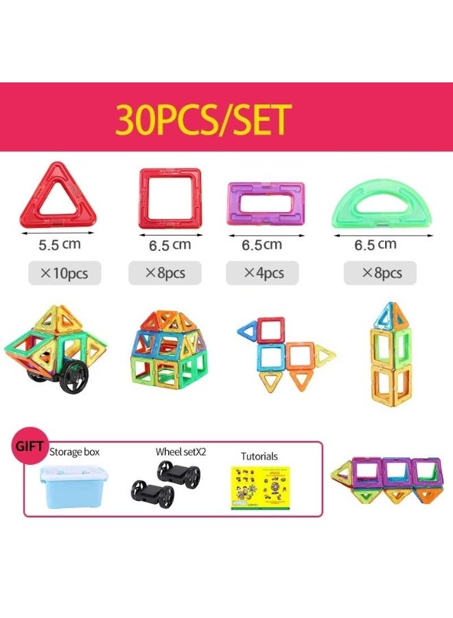 دايتويز 30 قطعة من بلاط البناء المغناطيسي، ألعاب مكعبات مغناطيسية، ألعاب ثلاثية الأبعاد، هدايا ألعاب بناء ما قبل المدرسة، ألعاب تعليمية وتدريبية متعددة الألوان، مجموعات مكعبات بناء مغناطيسية - Image 2